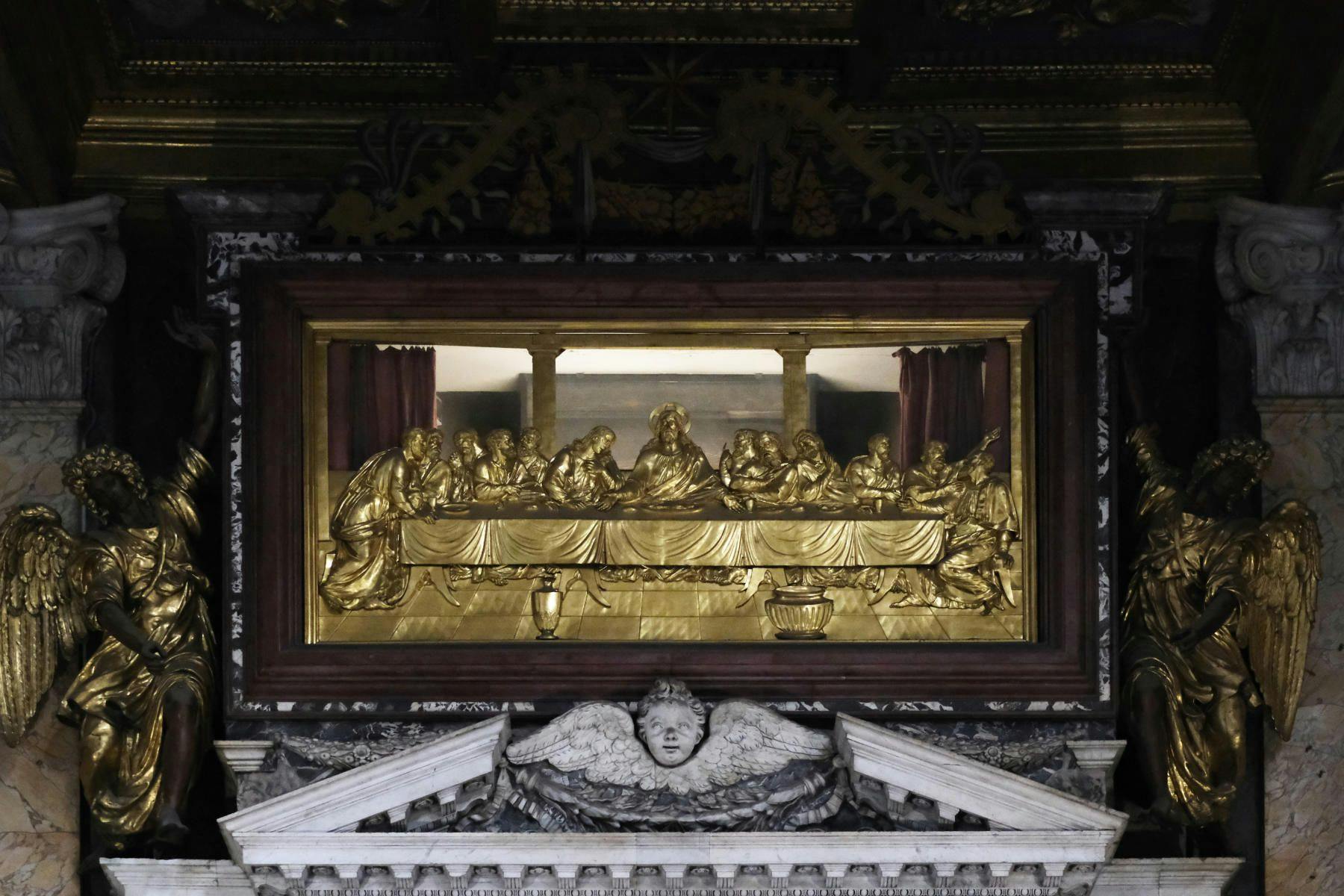 Rome Saint John Lateran Tabernacle and a piece of Last Supper table above it