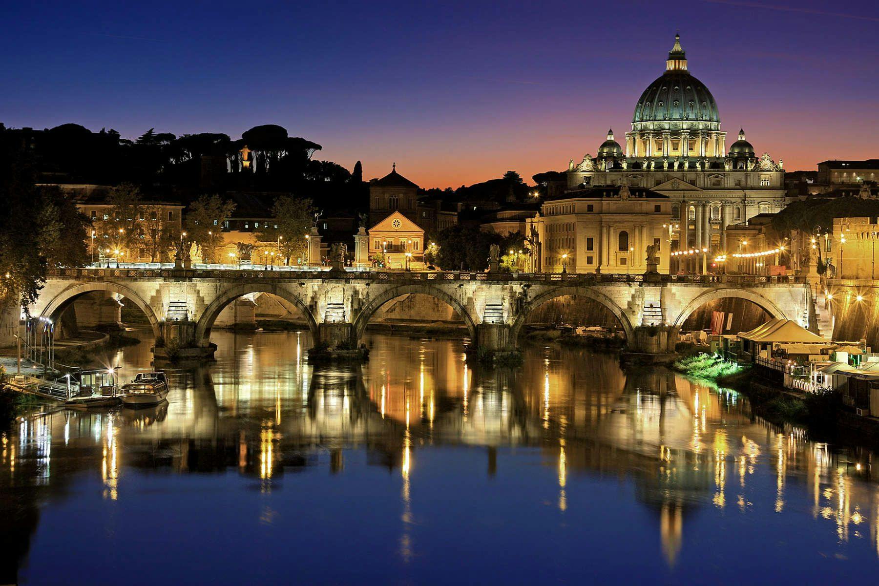 tiber river sunset st. peter basilica vatican