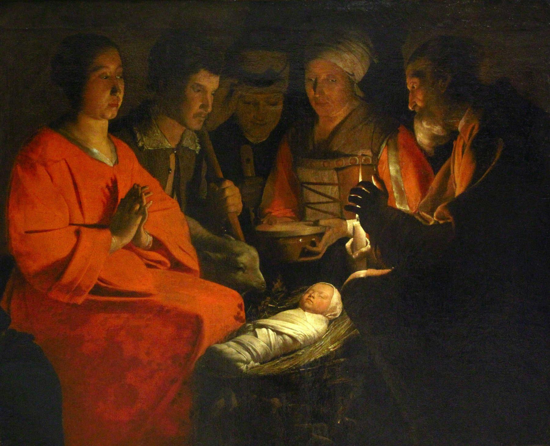 christmas nativity de la tour jesus birth shepherds adoring