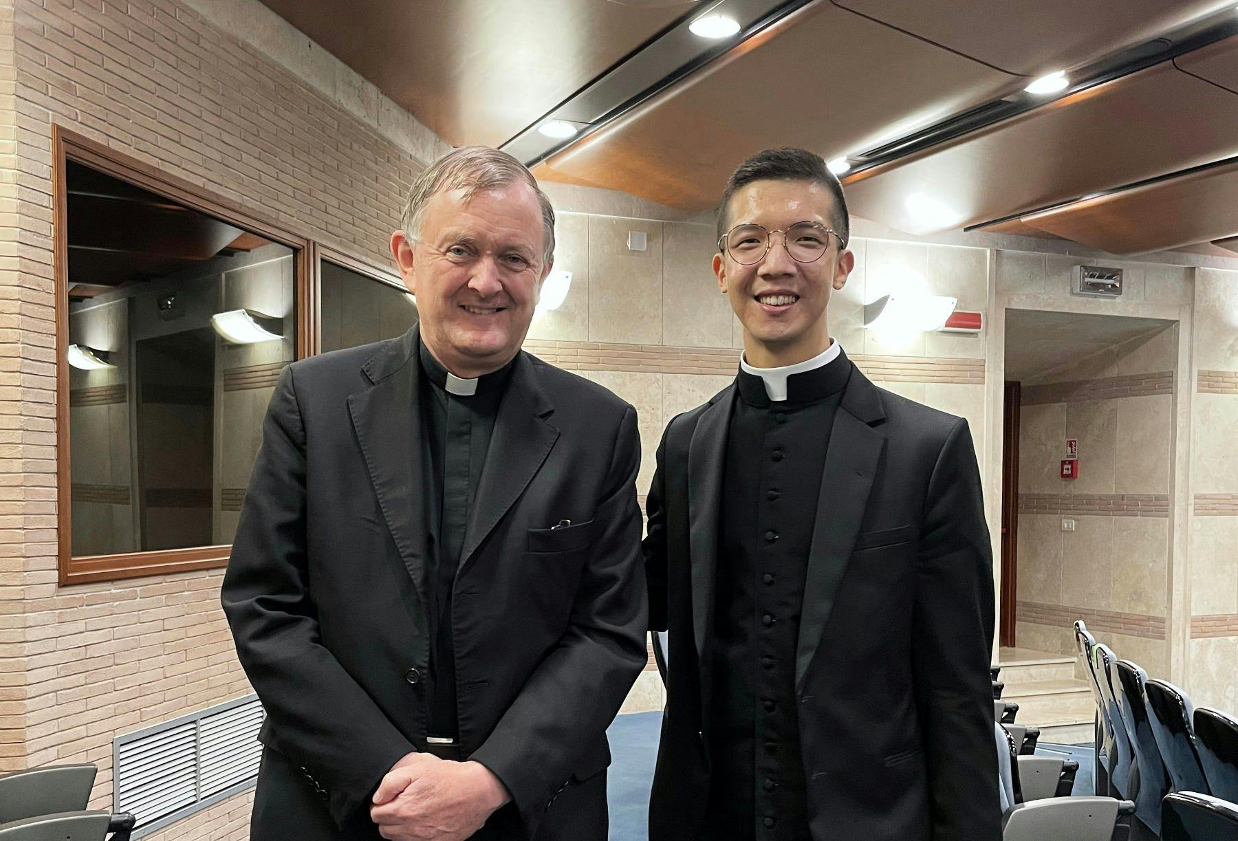 father kenny ang and father paul o'callaghan at the pontifical university of the holy cross rome italy